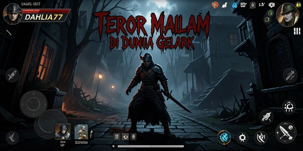 Tampilan gameplay menegangkan di dunia seram DAHLIA77.
