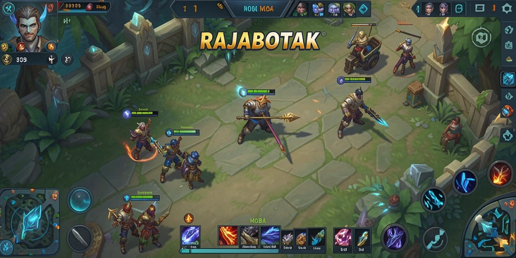 Gameplay seru dalam RAJABOTAK dengan karakter unik.