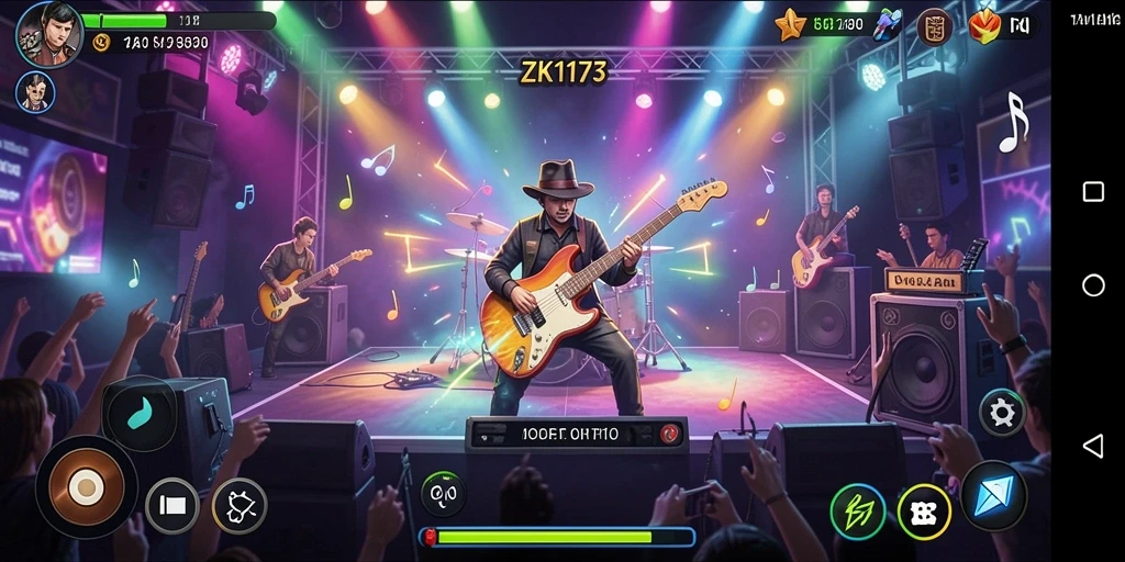 Tampilan gameplay seru ZK1177 dengan musik interaktif.